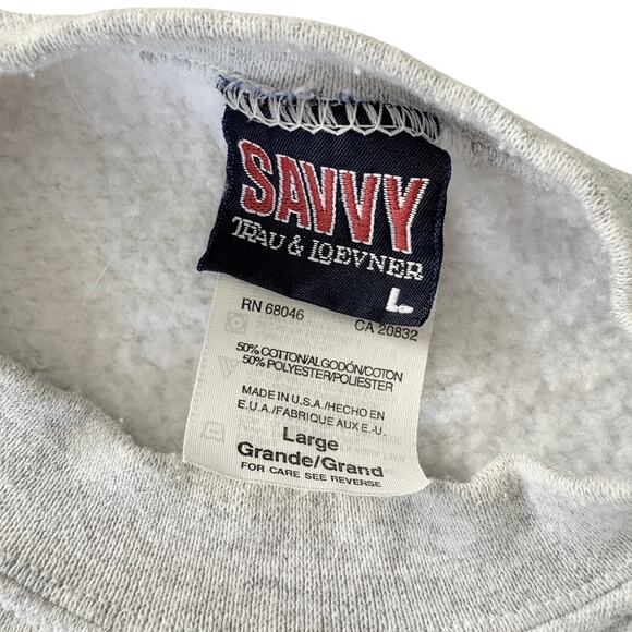 Vintage 90s USA Sweatshirt Gray Embroidered Logo Crewneck Unisex Streetwear L - Picture 2 of 8